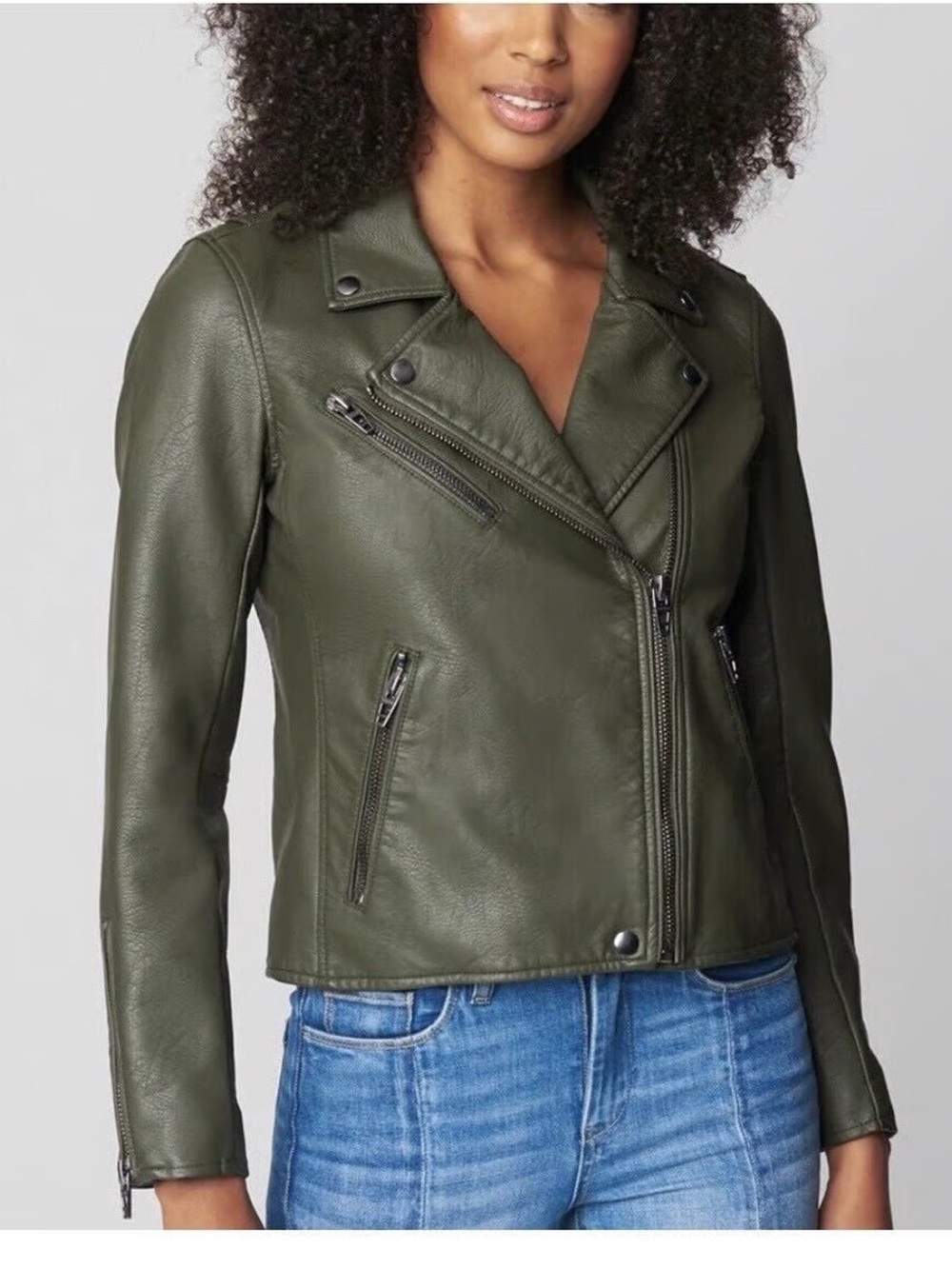 Blank NYC Olive Faux Leather Moto Jacket
